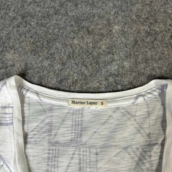 Marine Layer Shirt Womens Small V-Neck Supima Cotton Geometric Print Top - Picture 4 of 8